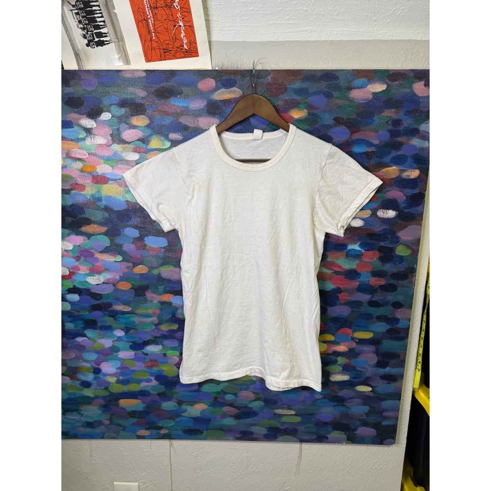 Vintage 70s Carters White Cotton T-Shirt Made in USA Size 20 Chest 35-36
